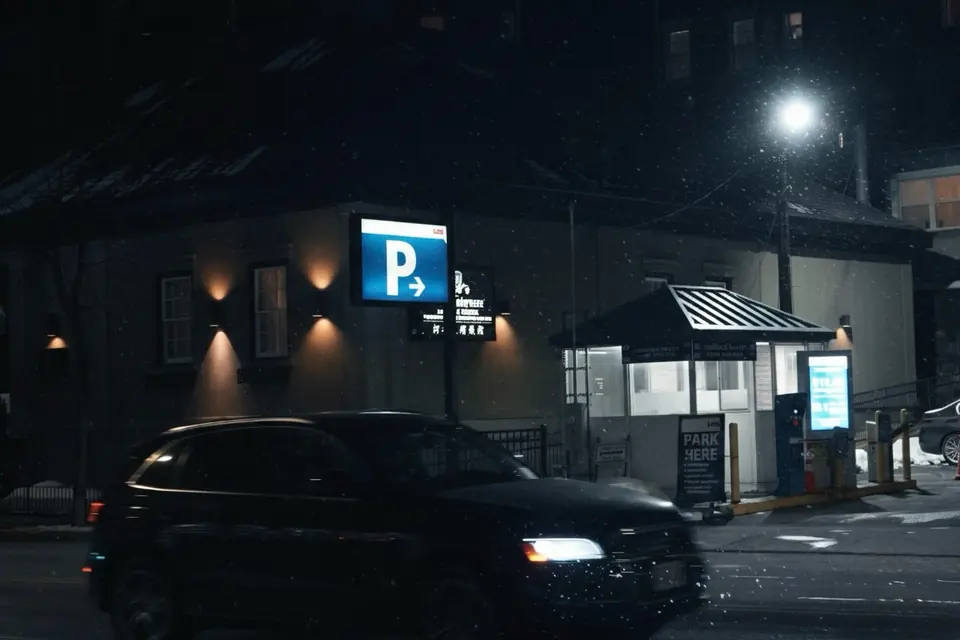 Night in the city, said no one ever. Just me and one passing car.